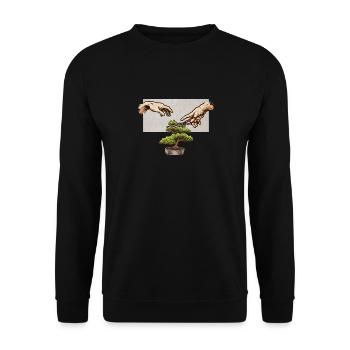 Lustiges Bonsai-Baumdesign für Bonsai-Liebhaber - Unisex Pullover - Schwarz - Vorne - Alina (178cm) & Michal (187cm)
