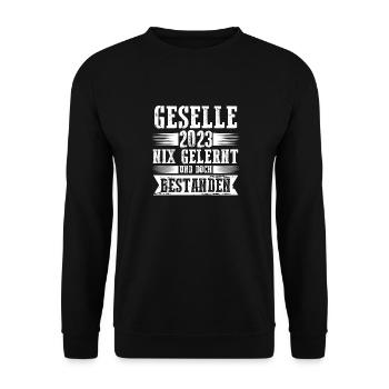 Handwerker Gesellenprüfung 2023 Gesellenbrief Ges - Unisex Pullover - Schwarz - Vorne - Alina (178cm) & Michal (187cm)