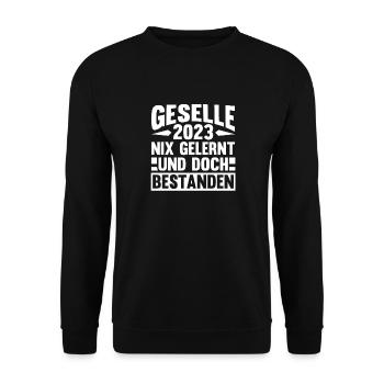 Handwerker Gesellenprüfung 2023 Gesellenbrief Ges - Unisex Pullover - Schwarz - Vorne - Alina (178cm) & Michal (187cm)