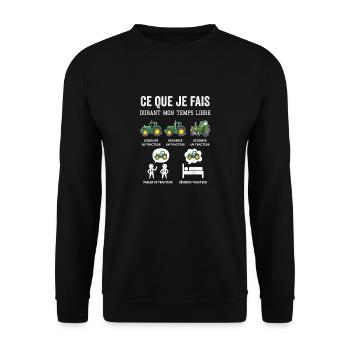Humour Tracteur Cadeau homme femme enfant Agricult - Sweat-shirt Unisexe - noir - Devant - Alina (178cm) & Michal (187cm)