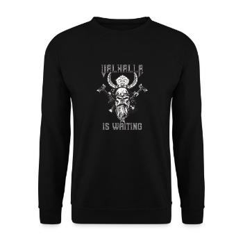 Valhalla is waiting - Unisex Sweatshirt - black - Front - Alina (178cm) & Michal (187cm)