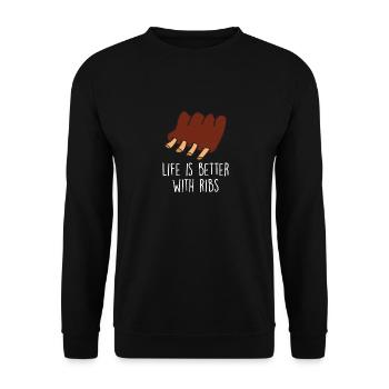 Spare Ribs Food Lover Grillen BBQ Ribs Barbecue - Unisex Pullover - Schwarz - Vorne - Alina (178cm) & Michal (187cm)