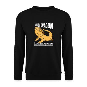 I Have A Dragon Living In My House Reptile Lizard - Unisex Pullover - Schwarz - Vorne - Alina (178cm) & Michal (187cm)