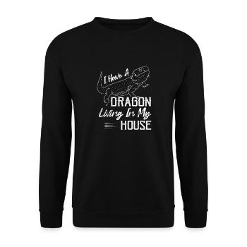 I Have A Dragon Living In My House Lizard Lover Re - Unisex Pullover - Schwarz - Vorne - Alina (178cm) & Michal (187cm)