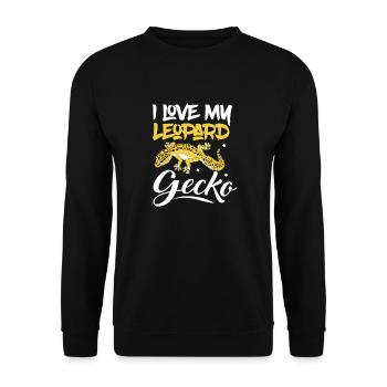 I Love My Leopard Gecko Reptile Lizard Lover - Unisex Sweatshirt - black - Front - Alina (178cm) & Michal (187cm)