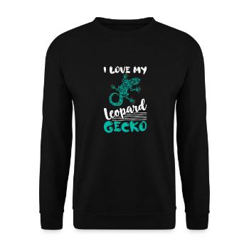 I Love My Leopard Gecko Lizard Lover Reptile - Unisex Sweatshirt - black - Front - Alina (178cm) & Michal (187cm)
