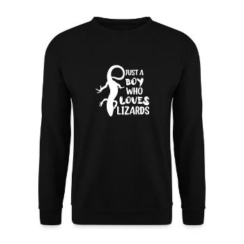 Just A Boy Who Loves Lizards Reptile Lizard Lover - Unisex Pullover - Schwarz - Vorne - Alina (178cm) & Michal (187cm)