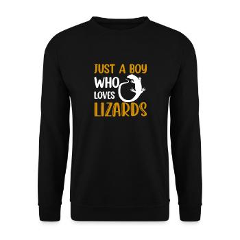 Just A Boy Who Loves Lizards Lizard Lover Reptile - Unisex Pullover - Schwarz - Vorne - Alina (178cm) & Michal (187cm)