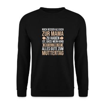 Mutter Muttertag Mama Großmutter Oma - Unisex Pullover - Schwarz - Vorne - Alina (178cm) & Michal (187cm)