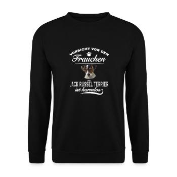 Vorsicht vor dem Frauchen - Jack Russel Terrier - Unisex Pullover - Schwarz - Vorne - Alina (178cm) & Michal (187cm)