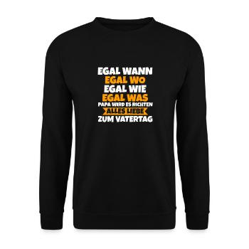 Vater Vatertag Papa - Unisex Pullover - Schwarz - Vorne - Alina (178cm) & Michal (187cm)