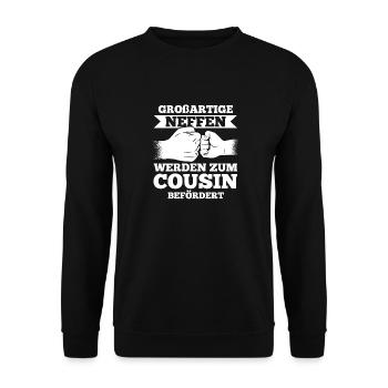 Neffe Cousin - Unisex Pullover - Schwarz - Vorne - Alina (178cm) & Michal (187cm)