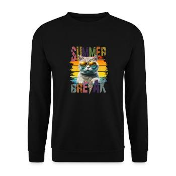 Summerbreak Coole Katze mit Sonnenbrille im Sommer - Unisex Pullover - Schwarz - Vorne - Alina (178cm) & Michal (187cm)