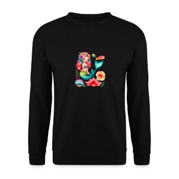 Mignonne Sirène Fille Femme Maman Anniversaire Sirène - Sweat-shirt Unisexe - noir - Devant - Alina (178cm) & Michal (187cm)