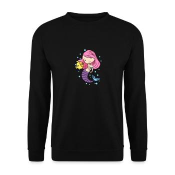 Mignonne Sirène Fille Femme Maman Anniversaire Sirène - Sweat-shirt Unisexe - noir - Devant - Alina (178cm) & Michal (187cm)