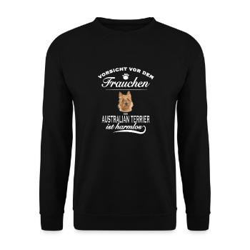 Vorsicht vor dem Frauchen - Australian Terrier - Unisex Pullover - Schwarz - Vorne - Alina (178cm) & Michal (187cm)