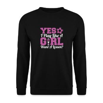 I Play Like A Girl Want A Lesson Women Foosball Ta - Unisex Sweatshirt - black - Front - Alina (178cm) & Michal (187cm)