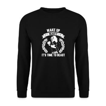 wake up beauty its time to beat - Unisex Sweatshirt - black - Front - Alina (178cm) & Michal (187cm)