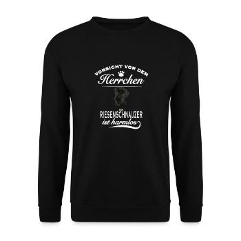 Vorsicht vor dem Herrchen - Riesenschnauzer - Unisex Pullover - Schwarz - Vorne - Alina (178cm) & Michal (187cm)