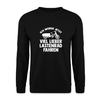 Fahrrad Lastenfahrrad Lastenrad - Unisex Pullover - Schwarz - Vorne - Alina (178cm) & Michal (187cm)