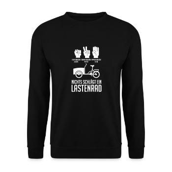 Fahrrad Lastenfahrrad Lastenrad - Unisex Pullover - Schwarz - Vorne - Alina (178cm) & Michal (187cm)