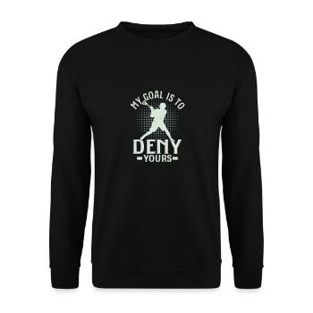 My Goal Is To Deny Yours Player Lacrosse - Unisex Pullover - Schwarz - Vorne - Alina (178cm) & Michal (187cm)
