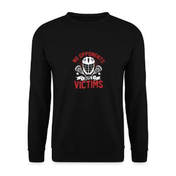 No Opponents Just Victims Lacrosse Player Team - Unisex Pullover - Schwarz - Vorne - Alina (178cm) & Michal (187cm)
