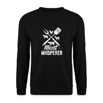 Meat Whisperer Grilling BBQ Smoker - Unisex Pullover - Schwarz - Vorne - Alina (178cm) & Michal (187cm)