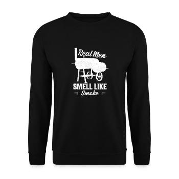 Les vrais hommes sentent la fumée griller le fumeur de barbecue - Sweat-shirt Unisexe - noir - Devant - Alina (178cm) & Michal (187cm)