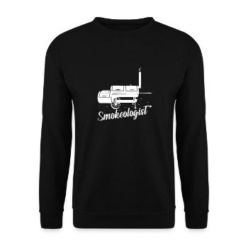 Smokeologist Smoker BBQ Grilling - Unisex Pullover - Schwarz - Vorne - Alina (178cm) & Michal (187cm)