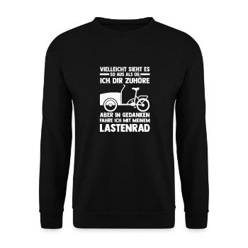 Fahrrad Lastenfahrrad Lastenrad - Unisex Pullover - Schwarz - Vorne - Alina (178cm) & Michal (187cm)