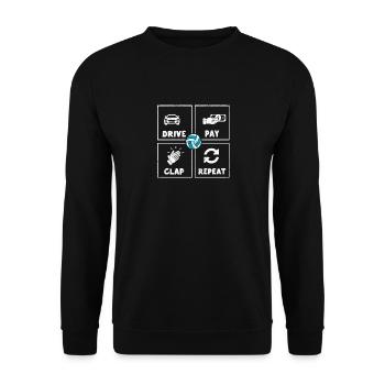 Driving, paying, clapping, repeating, eating, sleeping, - Unisex Sweatshirt - black - Front - Alina (178cm) & Michal (187cm)