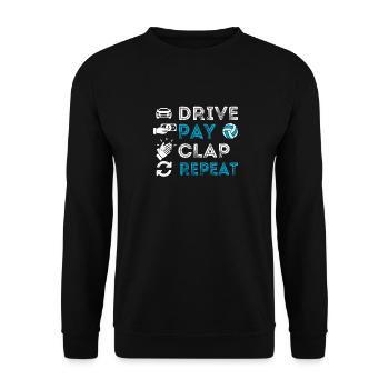 Conduire, payer, applaudir, répéter, manger, dormir - Sweat-shirt Unisexe - noir - Devant - Alina (178cm) & Michal (187cm)