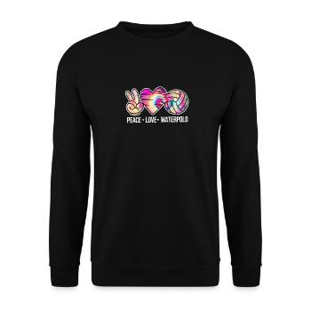 Peace Love Water Polo Funny Water Polo Pool - Unisex Sweatshirt - black - Front - Alina (178cm) & Michal (187cm)