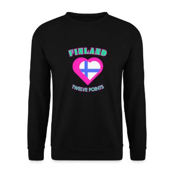 Finnland Zwölf Punkte - 12 Punkte für Finnland - Unisex Pullover - Schwarz - Vorne - Alina (178cm) & Michal (187cm)