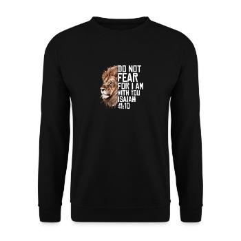 Paroles chrétiennes religieuses de verset bibliques Amusement du lion - Sweat-shirt Unisexe - noir - Devant - Alina (178cm) & Michal (187cm)