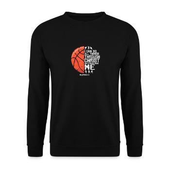 Christlich Basketball Männer Jungen Kinder Religiöses Wortspiel - Unisex Pullover - Schwarz - Vorne - Alina (178cm) & Michal (187cm)