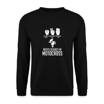 Motorrad Motocross - Unisex Pullover - Schwarz - Vorne - Alina (178cm) & Michal (187cm)