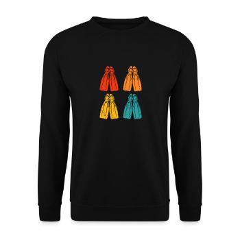 Diving Fins Retro Water Sports Snorkeling - Unisex Sweatshirt - black - Front - Alina (178cm) & Michal (187cm)