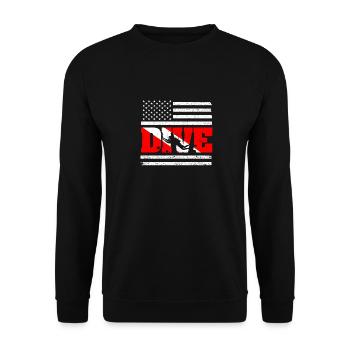Tauchen Amerikanische Flagge Tauchen US Patriot - Unisex Pullover - Schwarz - Vorne - Alina (178cm) & Michal (187cm)