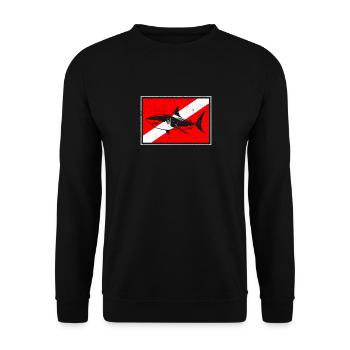 Dive Shark Diver Down Flag Scuba Diving Master - Unisex Pullover - Schwarz - Vorne - Alina (178cm) & Michal (187cm)