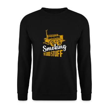 Smoking The Good Stuff Smoker BBQ Grilling - Unisex Pullover - Schwarz - Vorne - Alina (178cm) & Michal (187cm)