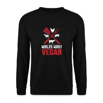 World's Worst Vegan Smoker BBQ Grilling - Unisex Sweatshirt - black - Front - Alina (178cm) & Michal (187cm)
