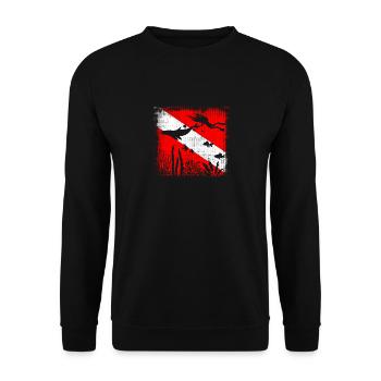 Scuba Dive Flag Tieftauchen Divemaster Tauchlehrer - Unisex Pullover - Schwarz - Vorne - Alina (178cm) & Michal (187cm)