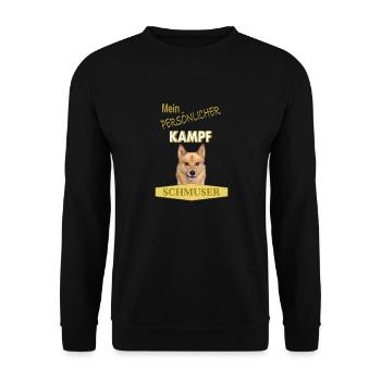 Mein persönlicher Kampfschmuser - Finnischer Spitz - Unisex Pullover - Schwarz - Vorne - Alina (178cm) & Michal (187cm)