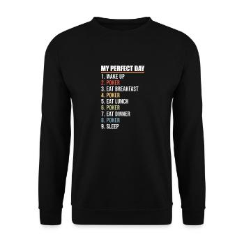 My Perfect Day Wake Up Flop Eat Sleep Poker Fan - Sweat-shirt Unisexe - noir - Devant - Alina (178cm) & Michal (187cm)