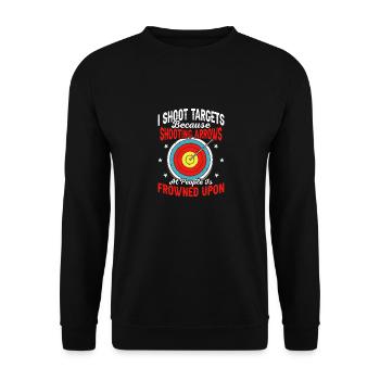 I Shoot Targets Because Shooting Arrows Archer Arc - Unisex Pullover - Schwarz - Vorne - Alina (178cm) & Michal (187cm)