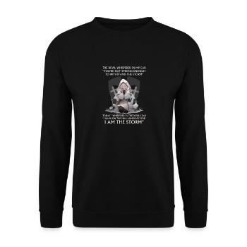 Christian Bible Chapter Religious Cross Anime Pun - Unisex Sweatshirt - black - Front - Alina (178cm) & Michal (187cm)