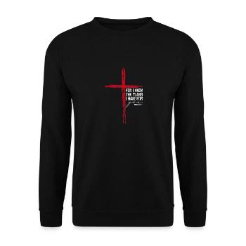 Jeremia 29 11 Christlich-religiöser Bibelvers - Unisex Pullover - Schwarz - Vorne - Alina (178cm) & Michal (187cm)