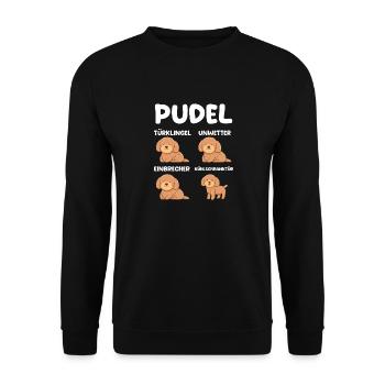 Hund Pudel - Unisex Pullover - Schwarz - Vorne - Alina (178cm) & Michal (187cm)